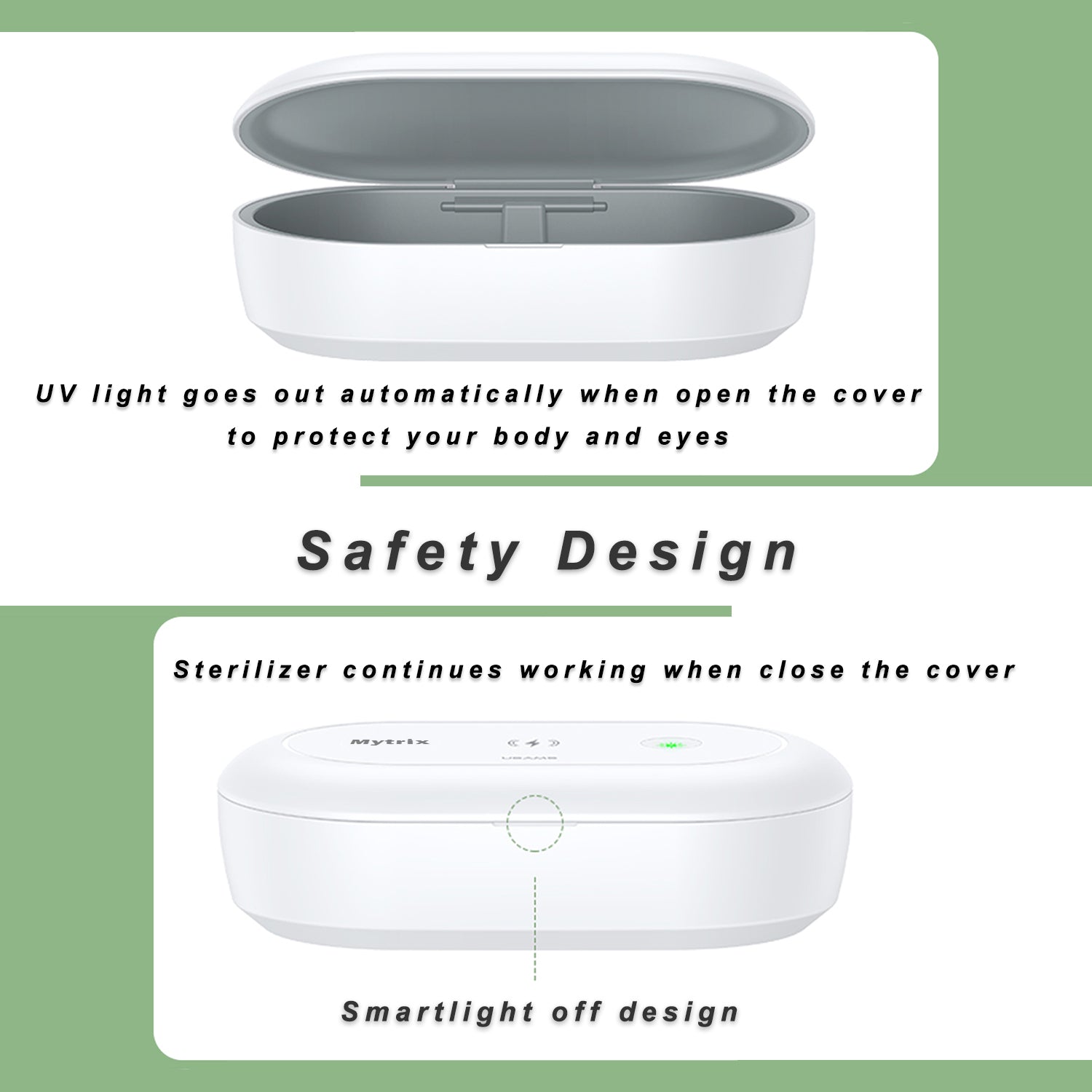 Mytrix Portable UV Sterilizer Box, Ozone Sanitization, Wireless Fast Charging Box with Aroma Diffuser, Multi-functional Box for Smart Phone, Jewelry, Glasses, Watches, 2 year Warranty Mytrix Portable UV Sterilizer Box, Ozone Sanitization, Wireless Fast Charging Box with Aroma Diffuser, Multi-functional Box for Smart Phone, Jewelry, Glasses, Watches, 2 year Warranty
